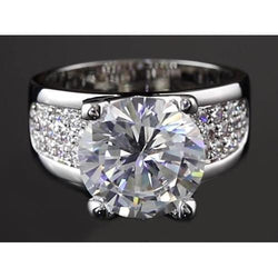 3.75 Carats Round Real Natural Earth Mined Diamond Anniversary Ring Pave Setting White Gold 14K