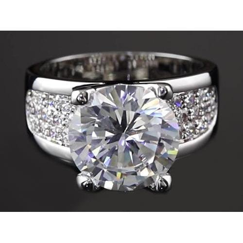 3.75 Carats Round Real Diamond Anniversary Ring Pave Setting White Gold 14K