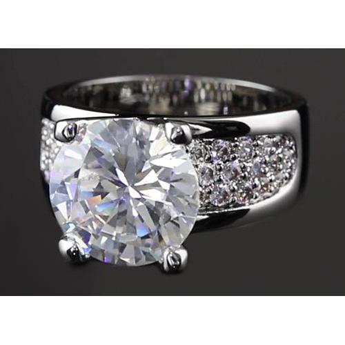 3.75 Carats Round Real Diamond Anniversary Ring Pave Setting White Gold 14K