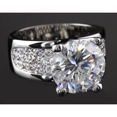 3.75 Carats Round Real Diamond Anniversary Ring Pave Setting White Gold 14K