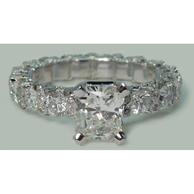 3.75 Ct Radiant & Round Genuine Diamonds Ring Wedding Anniversary