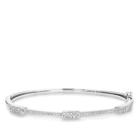 3.75 Ct Round Cut Natural Diamond Women Bangle 14K White Gold