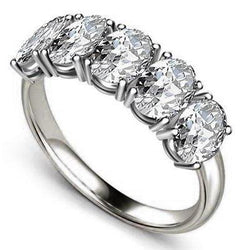 3.75 Ct Oval Cut Lab Grown Diamond 5 Stone Half Eternity Band Gold Jewelry