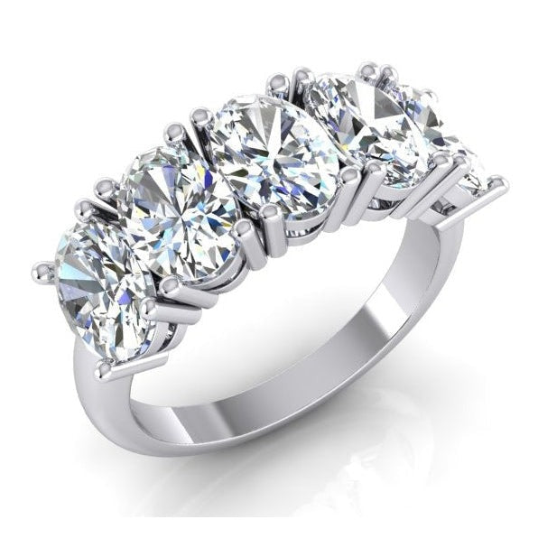 3.75 Ct Oval Cut Lab Grown Diamond 5 Stone Half Eternity Band Gold Jewelry - Half Eternity Band-harrychadent.ca