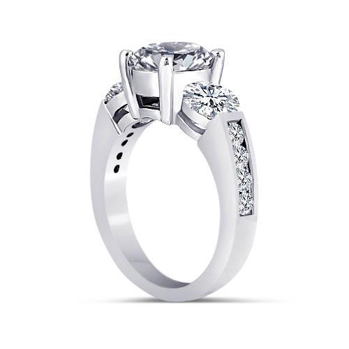  Round Real Diamond Three Stone Style Engagement Ring Jewelry