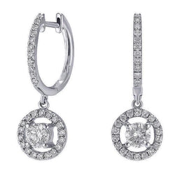 3.80 Carats Brilliant Cut Genuine Diamonds Lady Dangle Earrings White Gold