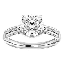 3.80 Carats Real Round Cut Diamond Engagement Ring White Gold New