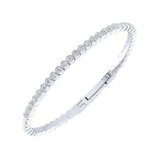 3.80 Carats Round Natural Diamond Women Bangle White Gold 14K