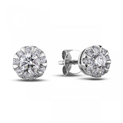 3.80 Ct Sparkling Real Round Cut Diamonds Lady Studs Earring White Gold