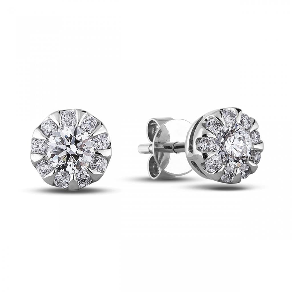 3.80 Ct Sparkling Real Round Cut Diamonds Lady Studs Earring White Gold - Stud Earrings-harrychadent.ca