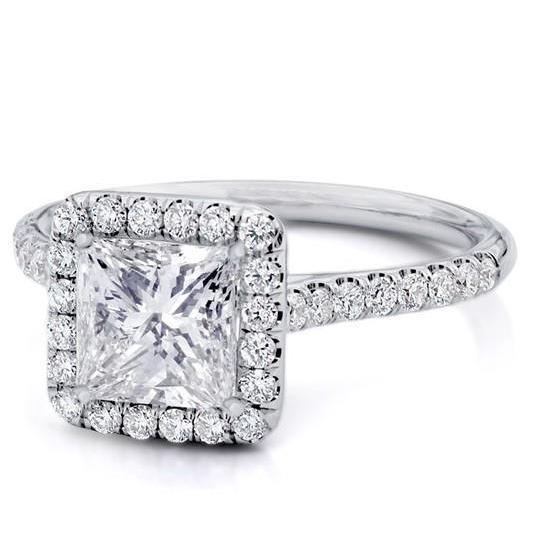 3.85 Carats Genuine Diamond Anniversary Halo Ring White Gold