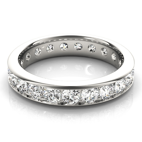 Brilliant Diamond Round Brilliant Eternity Band in 14 Karat White Gold – side view