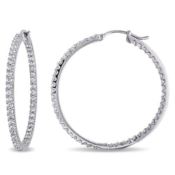 3.90 Ct. Brilliant Cut Sparkling Real Diamonds Hoop Earrings Gold White