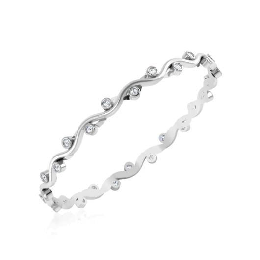 3.90 Ct Round Cut Genuine Diamonds Bangle White Gold