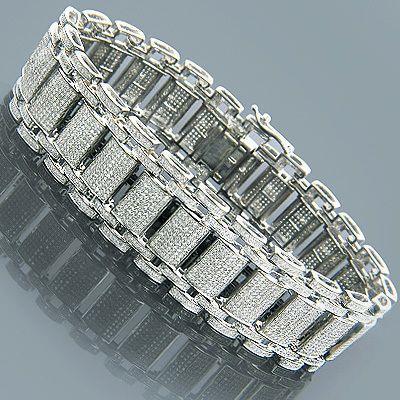 30 Carats Round Real Diamond Tennis Mens Bracelet Solid White Gold 14K