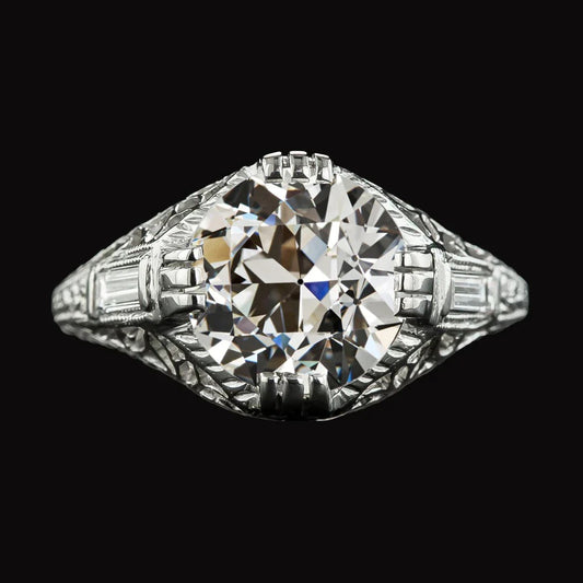 30K Vintage Style Genuine Diamond Engagement Ring - Halo Ring-harrychadent.ca