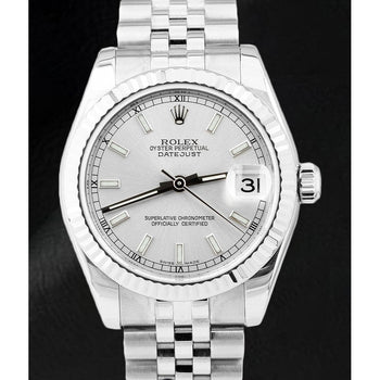 Ladies Rolex DateJust Silver Luminous Dial Stainless Steel Watch