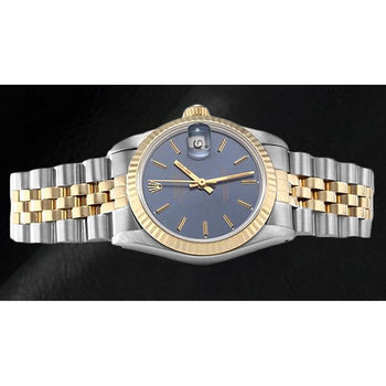 Rolex Lady Datejust 18K Yellow Gold Steel Blue Dial 31mm Watch