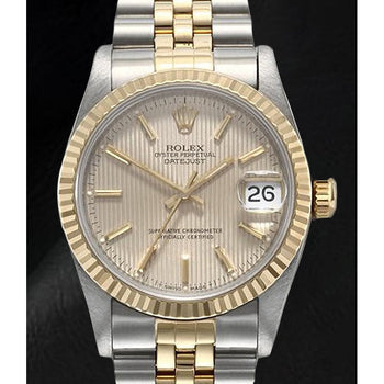 Ladies Rolex Datejust Champagne Tapestry Stick Dial 31mm Watch