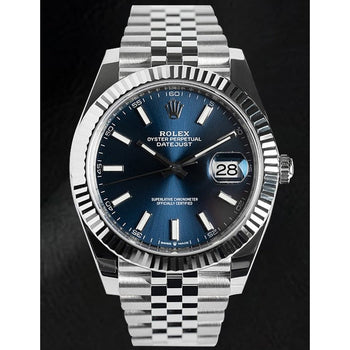 Gents Rolex Datejust Blue Luminous Dial Stainless Steel Watch