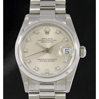 Men's Rolex Datejust 31mm Silver Diamond Dial Platinum Watch