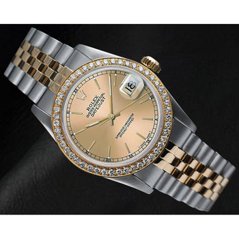 Women's Rolex Date-just Champagne Stick Dial 31mm Watch