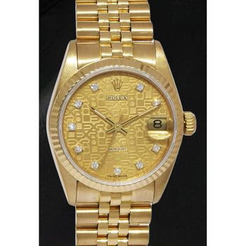 Lady-Datejust Rolex Yellow Gold Jubilee Diamond Dial Watch