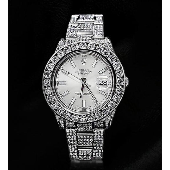 Diamond Rolex Watch Silver