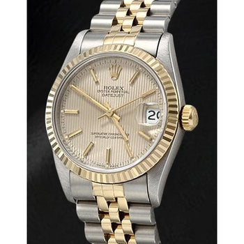 Ladies Rolex Datejust Champagne Tapestry Stick Dial 31mm Watch