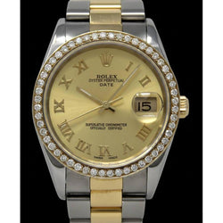 Ss & Gold Ladies Man Rolex Date Series Watch Two Tone