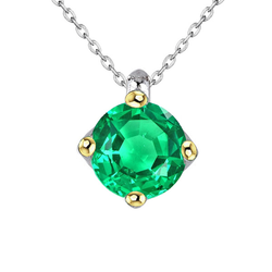 GIA-Certified Gemstone Pendant – Fine Emerald 3 ct 14K Two Tone
