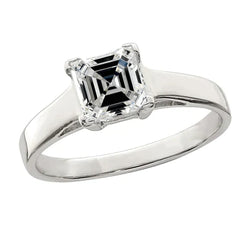 3 Carat Asscher Genuine Diamond Engagement Ring