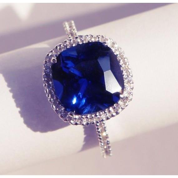 3 Carat Cushion Cut Natural Sapphire Ring