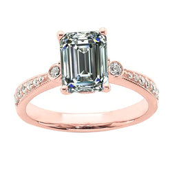 3 Carat Emerald Natural Earth Mined Diamond Antique Style Ring