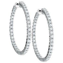 3 Carat Genuine Diamond Hoop Earrings