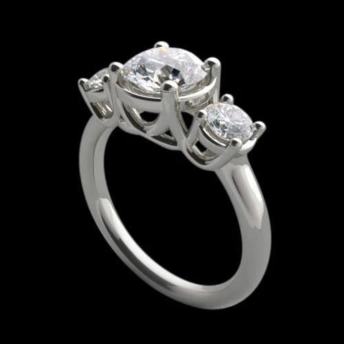 3 Carat Lucida Real Diamonds 3 Stone Ring