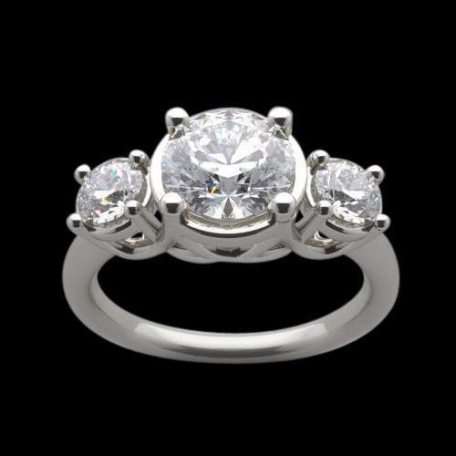 3 Carat Lucida Real Diamonds 3 Stone Engagement Ring