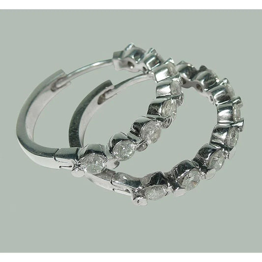 3 Carat Natural Diamonds Huggy Hoop Earring White Gold Women Jewelry