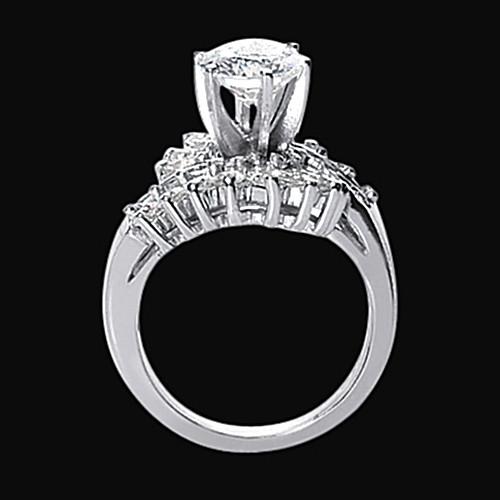 3 Carat Real Diamond Floral Style Engagement Ring Lady Jewelry White Gold