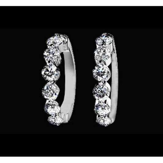 3 Carat Real Diamonds Hoop Earrings Lady Jewelry Solid White Gold