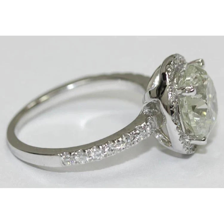 3 Carat Round Real Diamond Engagement Ring Solitaire With Accents