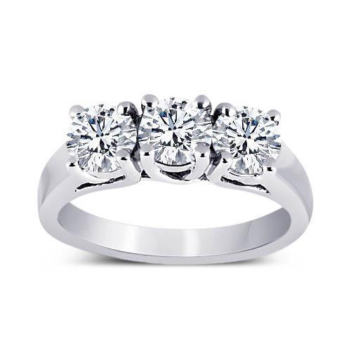 3 Carat Round Real Diamonds Wedding Anniversary Ring 3 Stone Jewelry
