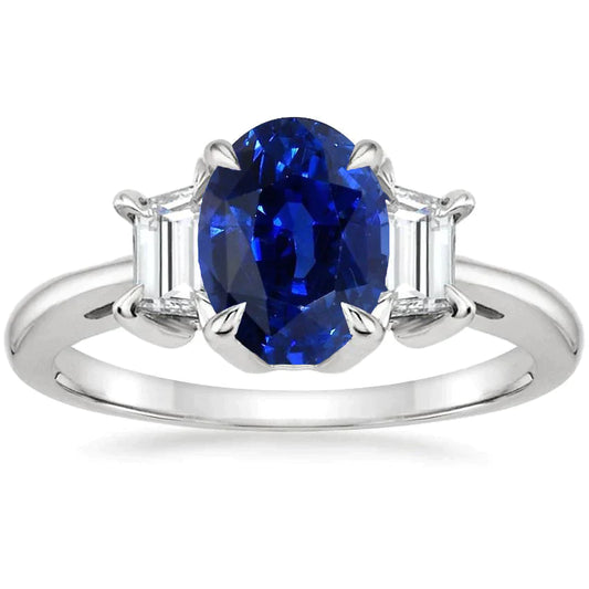 3 Carat Sapphire Three Stone Ring