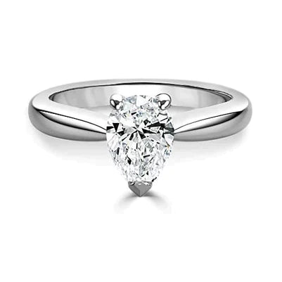 3 Carat Solitaire Pear Real Diamond Ring