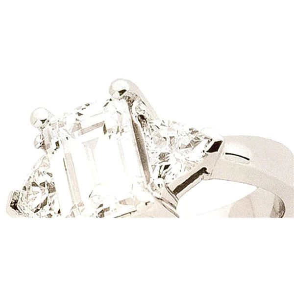 3 Carats Emerald Real Diamond Engagement Ring Three Stone Jewelry
