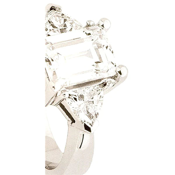 3 Carats Emerald Real Diamond Engagement Ring Three Stone Jewelry