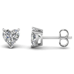 3 Carats Genuine Natural Earth Mined Diamonds Studs Heart Cut Earrings