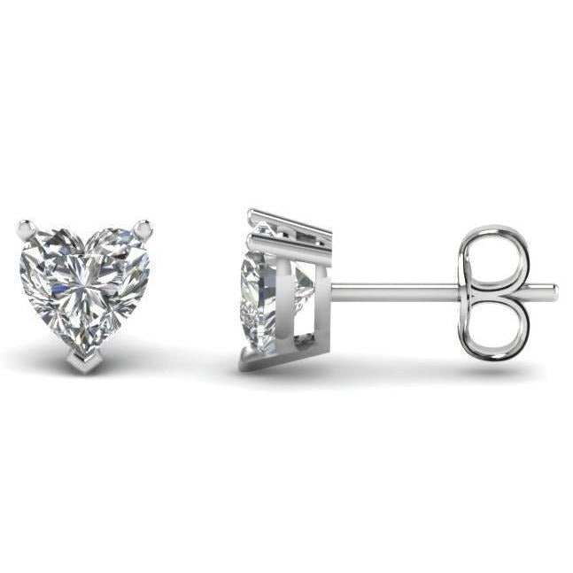 3 Carats Genuine Diamonds Studs Heart Cut Earrings