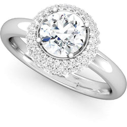 3 Carats Genuine Round Diamond Engagement Ring Gold White