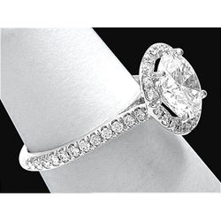3 Carats Halo Natural Diamond Ring White Gold 14K Engagement Ring